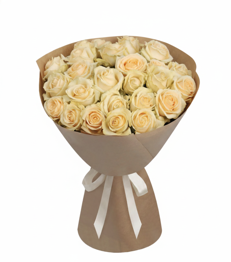 21 Cream Roses Bouquet – SBFlowers