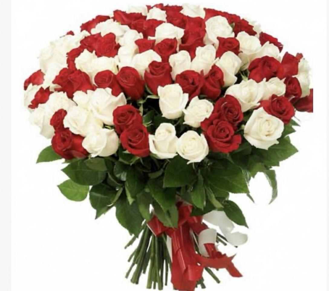 101 Red and White Roses Bouquet