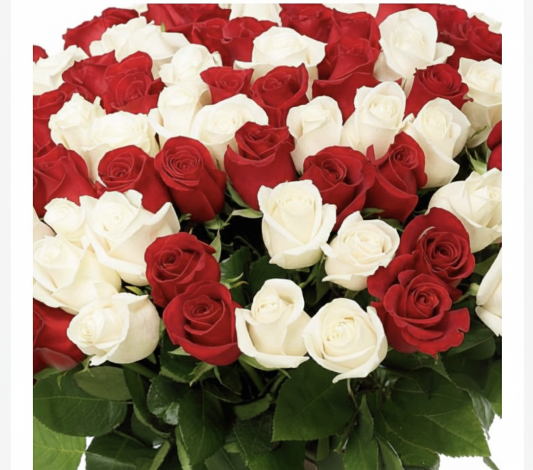 101 Red and White Roses Bouquet