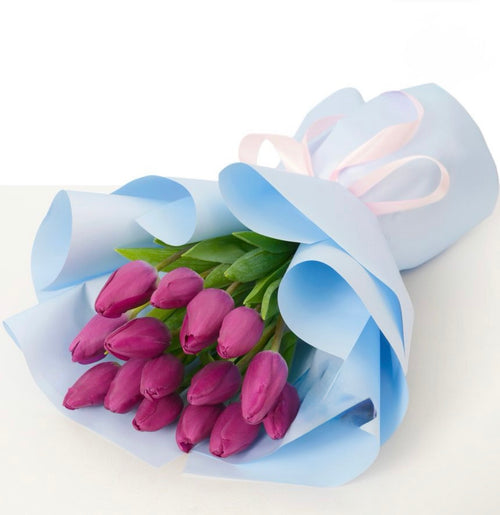 15 Purple Tulips Bouquet