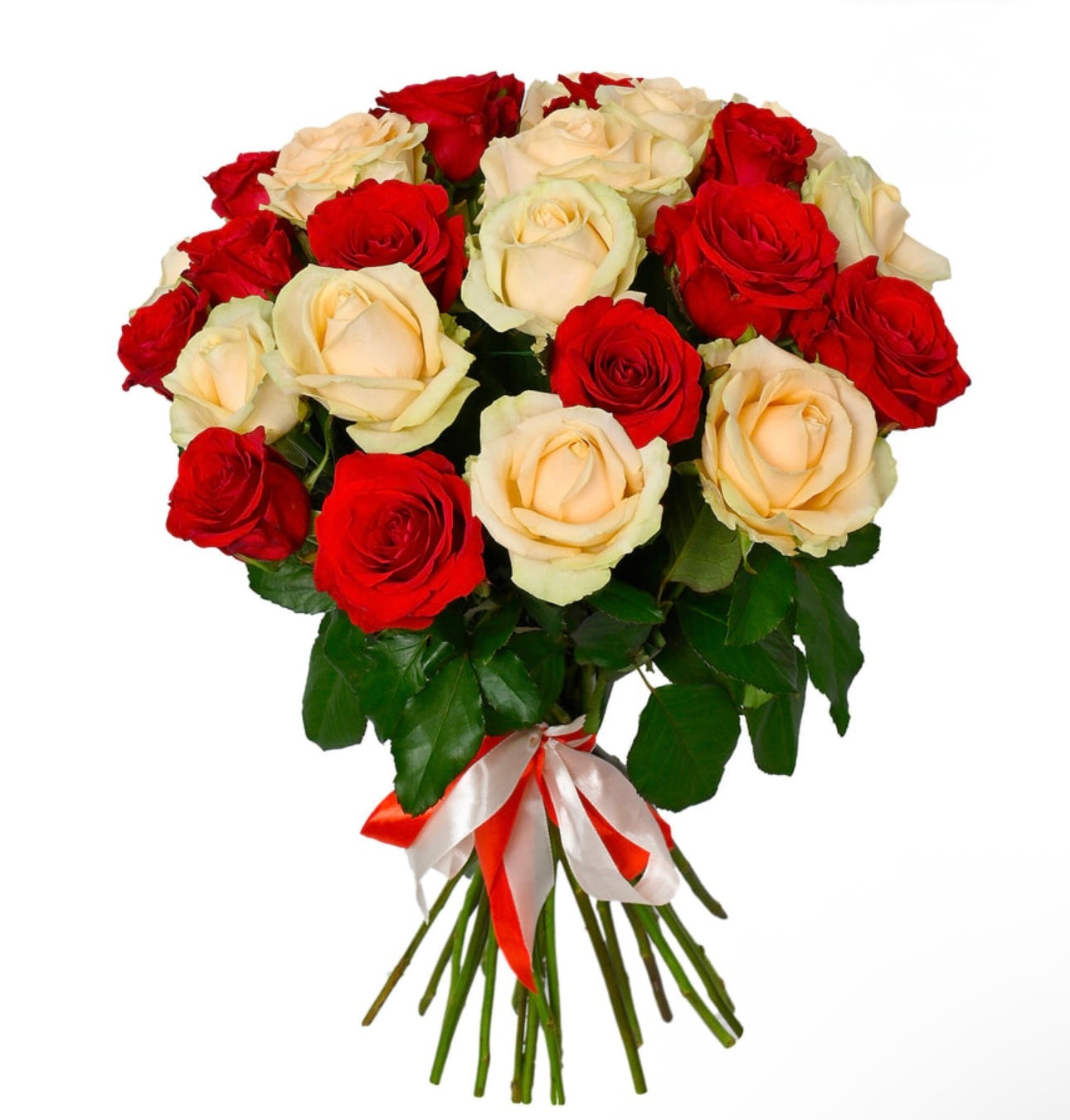 21 Red & Cream Rose Bouquet
