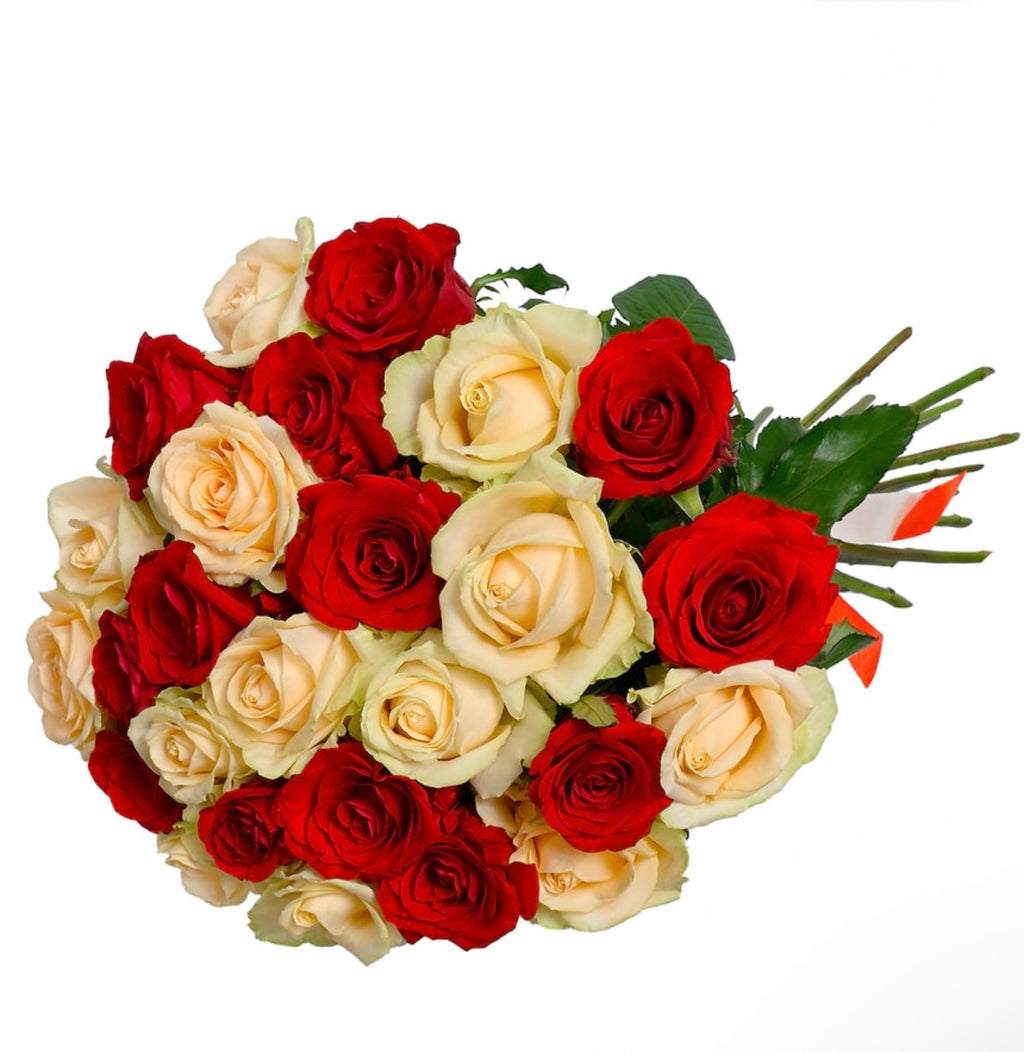 21 Red & Cream Rose Bouquet