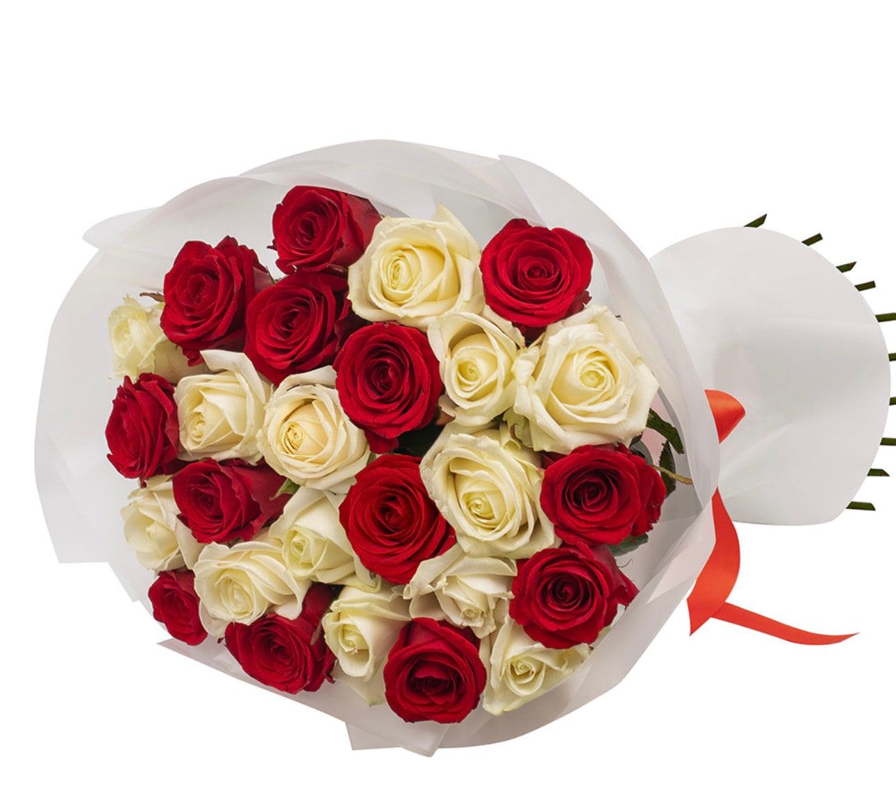 23 Red & White Roses Bouquet