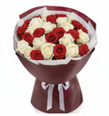 25 Red and White Roses Bouquet