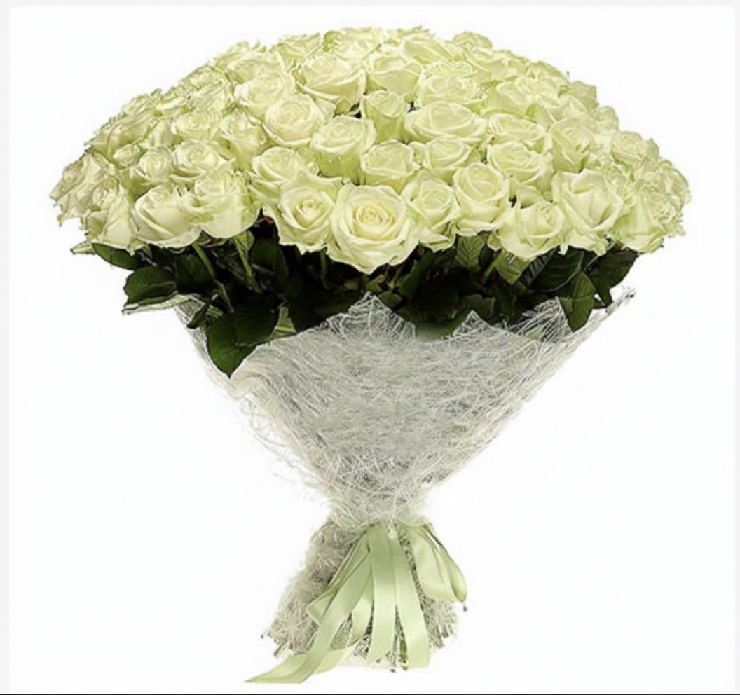 75 White Roses Bouquet