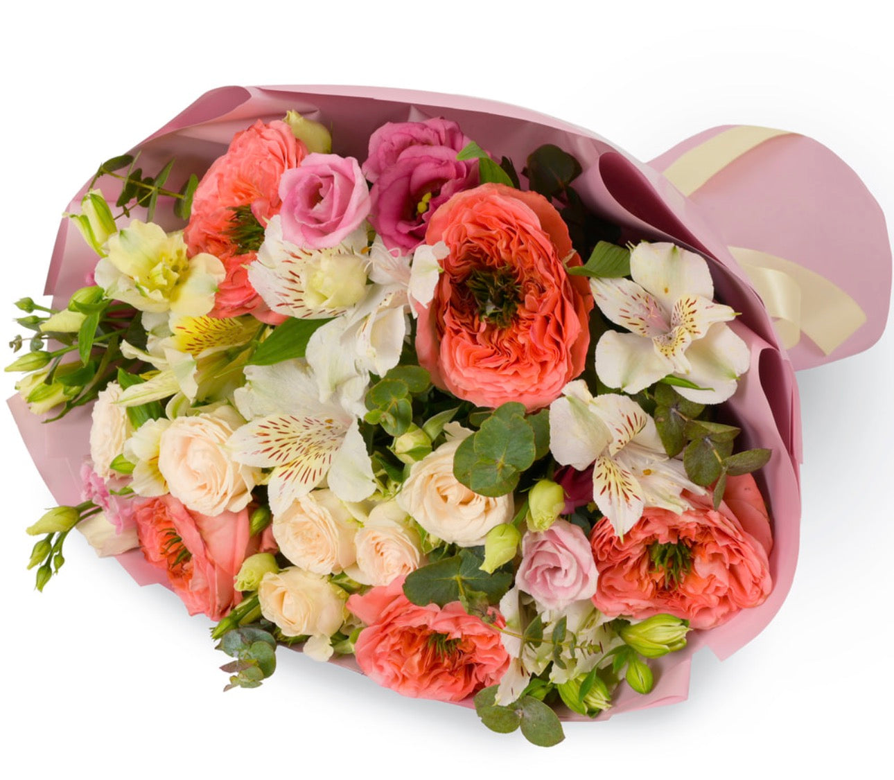 Biscuit Bouquet – Mandarin Roses & Eustoma