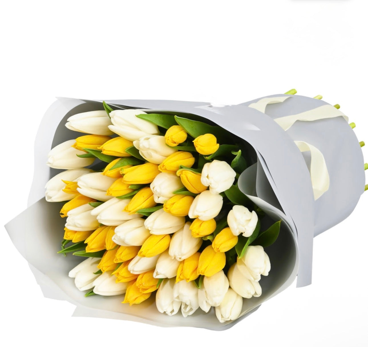 Bouquet 51 white and yellow tulip