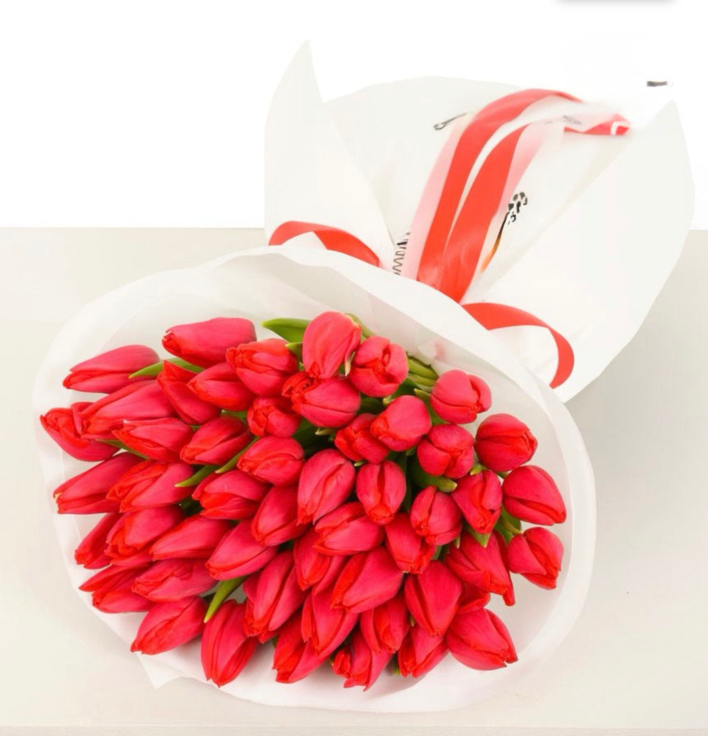 Bouquet of 51 Red Tulips