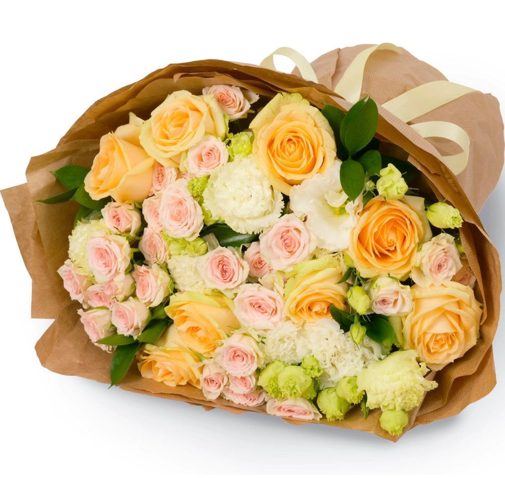 Caprice Bouquet – Cream Roses & White Eustoma