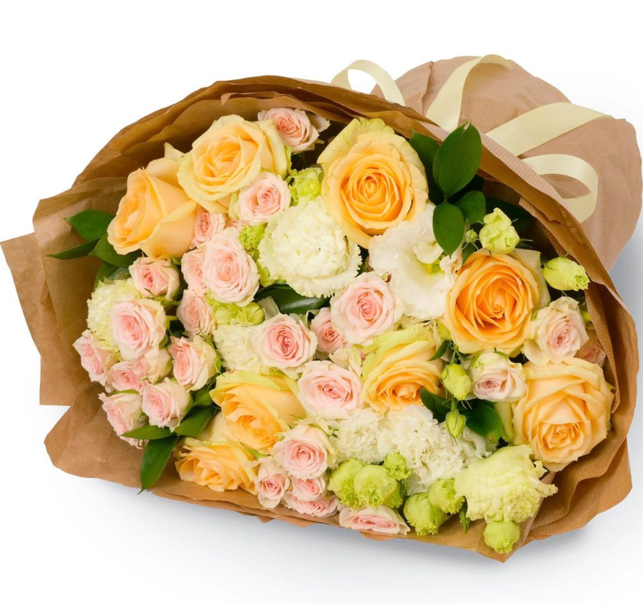 Caprice Bouquet – Cream Roses & White Eustoma