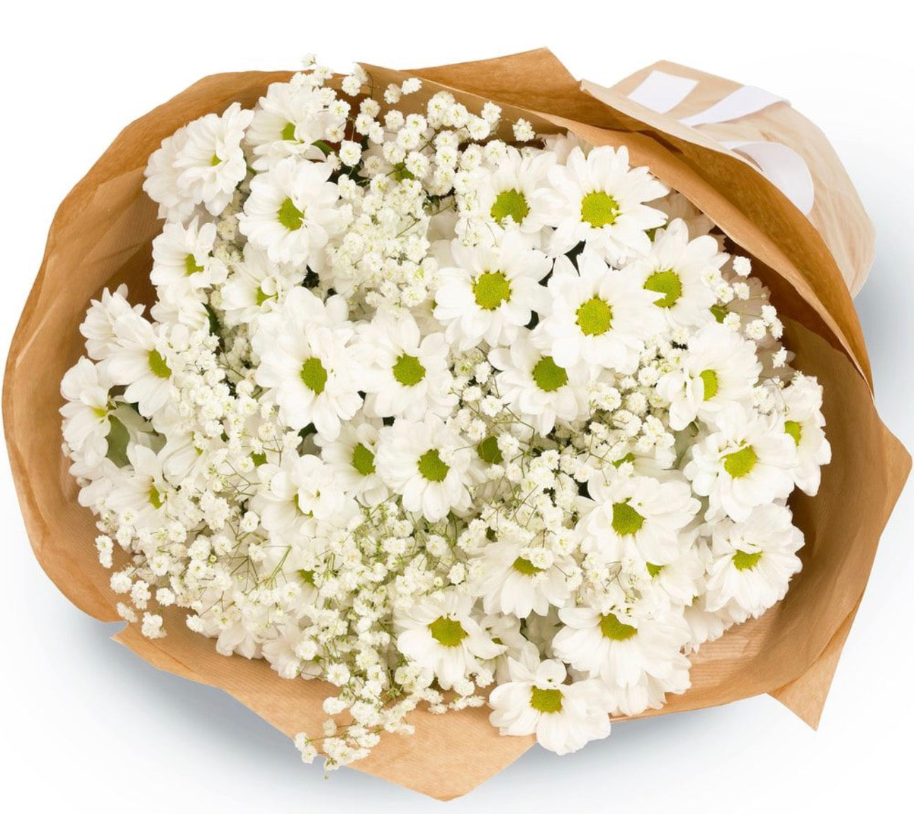 Chiffon Bouquet – White Chrysanthemums & Gypsophila