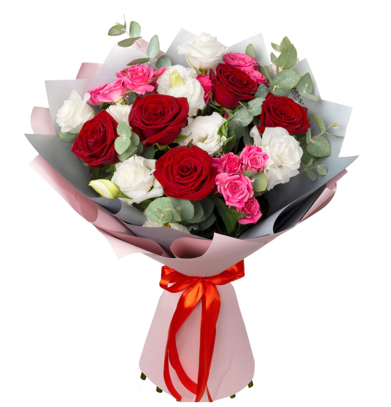 Felicia Bouquet – Red Roses & White Eustoma