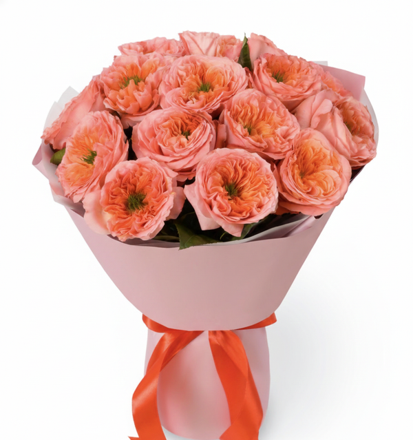 Mandarin Expression Mono Bouquet – 15 Roses
