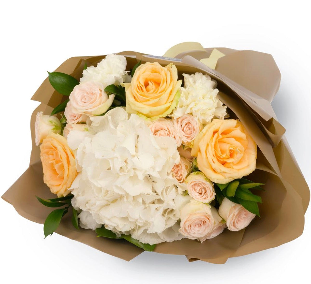 Marykay Bouquet – White Hydrangea & Cream Roses