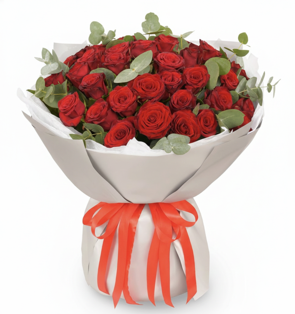 Red Castle Bouquet – 35 Red Roses