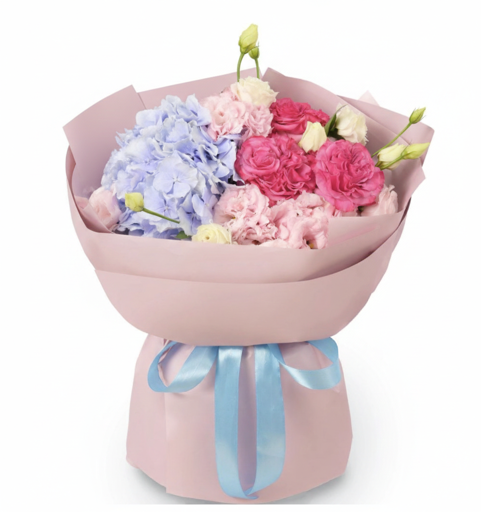 The Most Special Bouquet – Country Blues Roses & Hydrangea